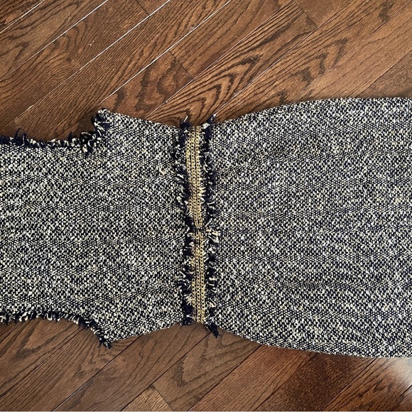 Boston Proper Blue and Gold Tweed Midi Dress - Picture 3 of 5